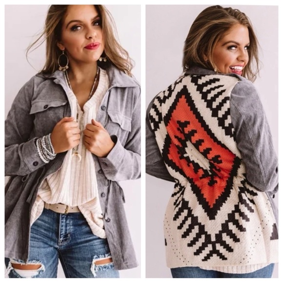 DAVI & DANI Southwestern Motif Lightweight Cord Utility Jacket - Picture 3 of 16